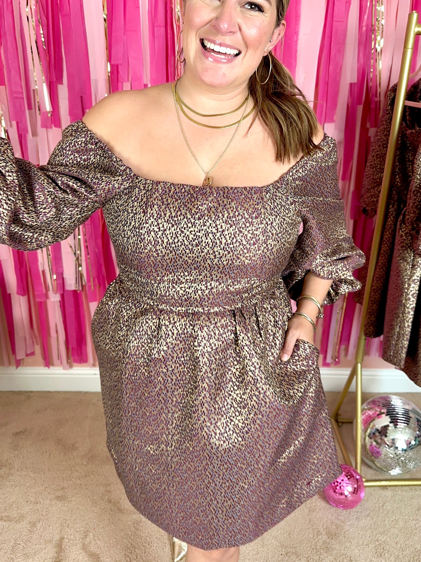 Cinnamon Spice Jacquard Dress