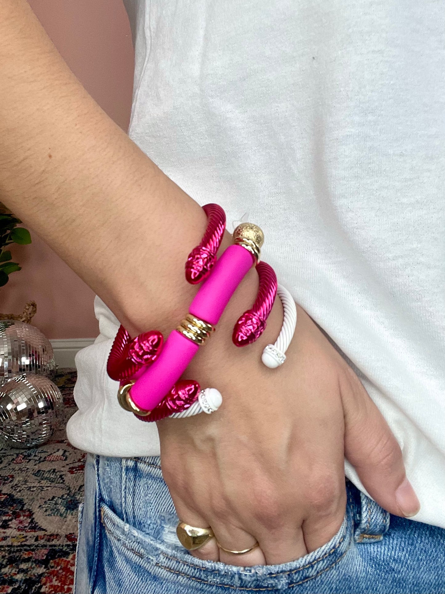 Daphney Cable Bracelet in White