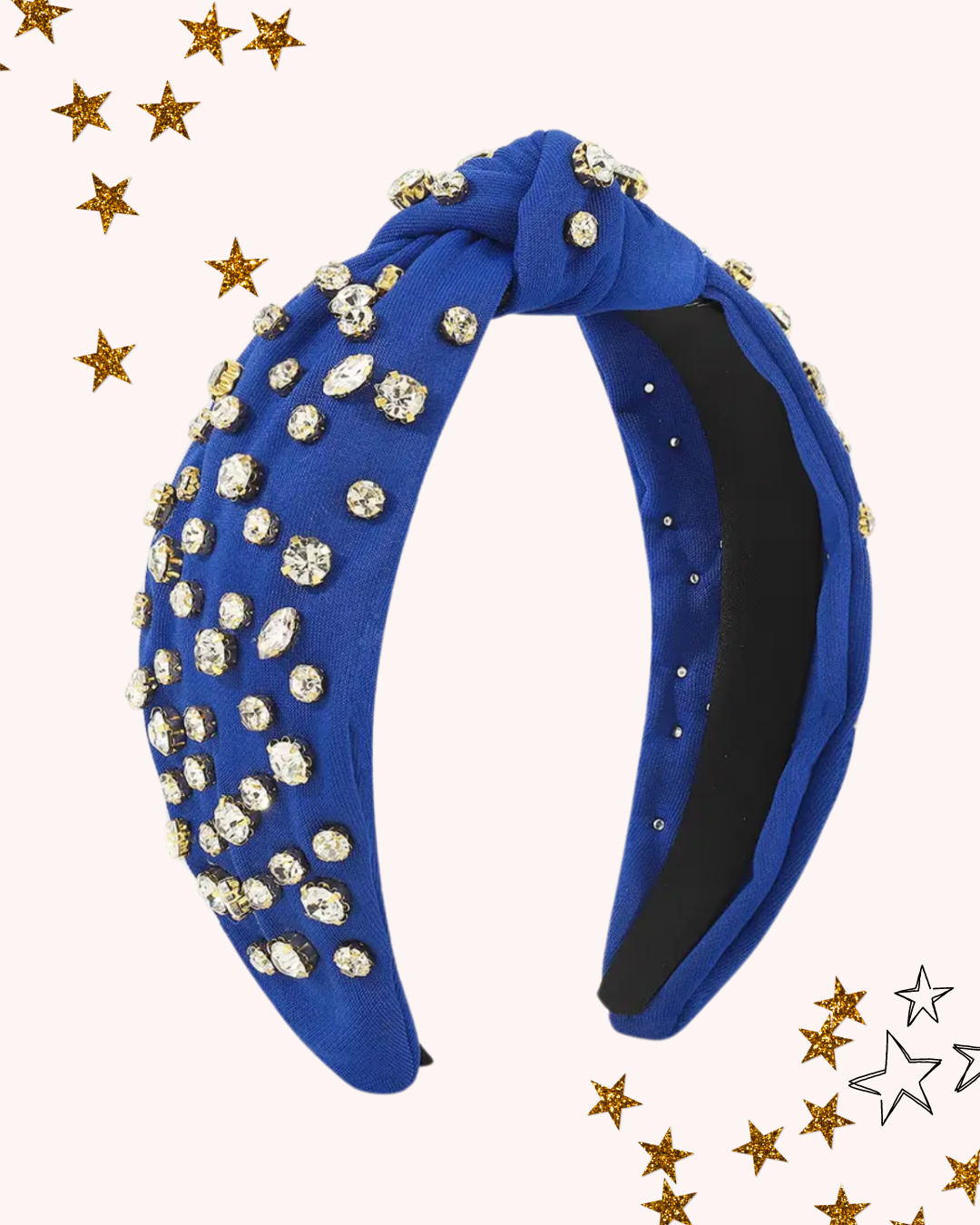 Top Knot Rhinestone Headband in Blue