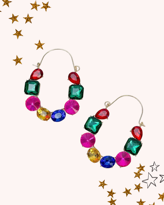 Gemstone Statement Earring in Rainbow