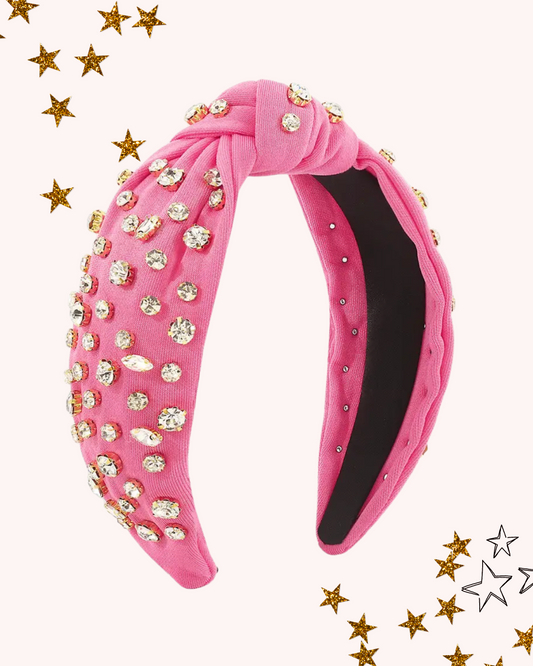 Top Knot Rhinestone Headband in Pink