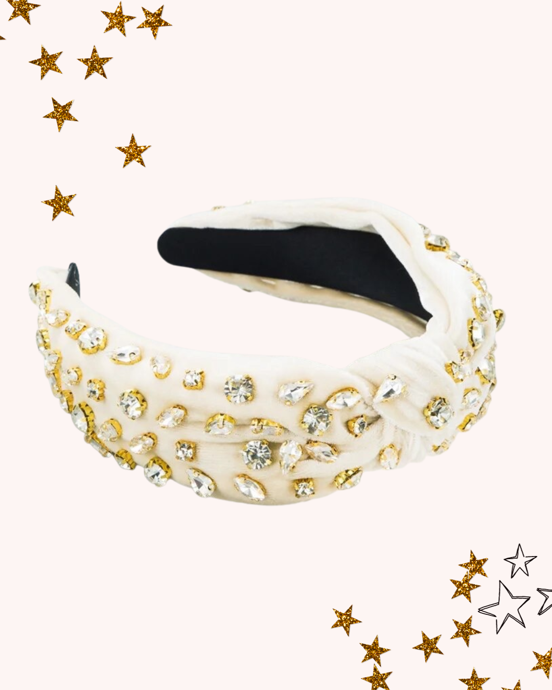 Velvet Top Knot Rhinestone Headband