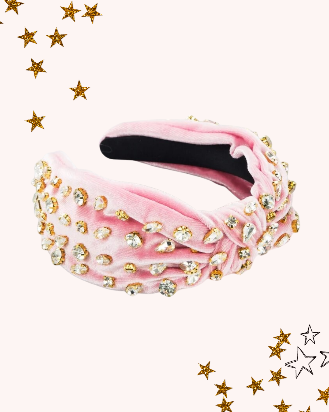 Velvet Top Knot Rhinestone Headband