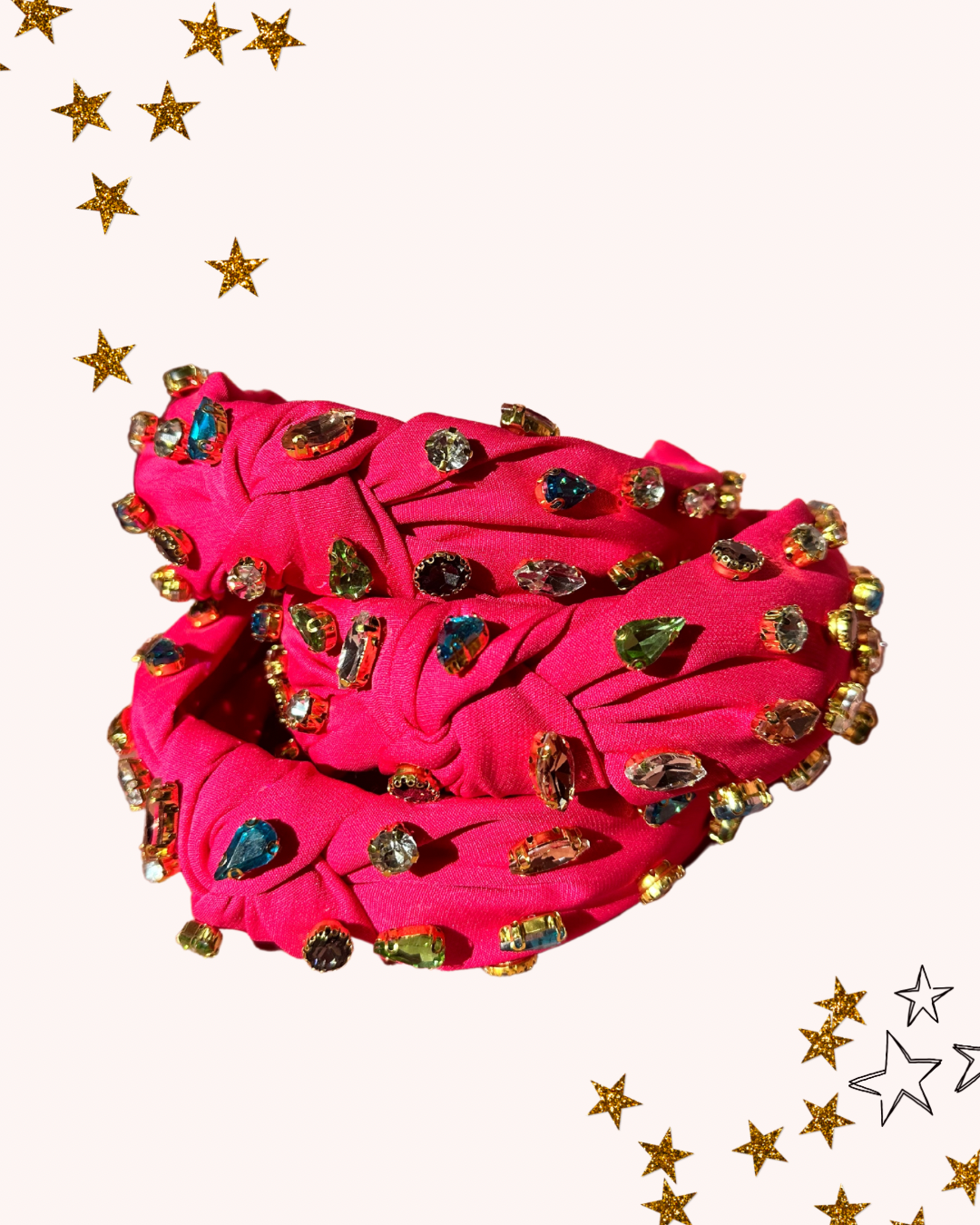 Bubblegum Pink Headband with Colorful Rhinestones