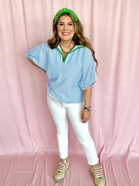 Lacey Dolman Striped Top