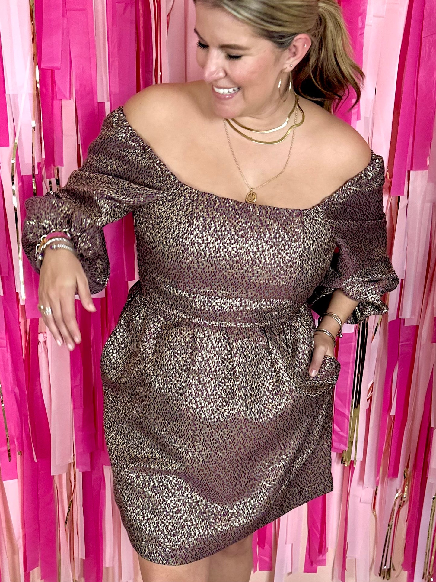 Cinnamon Spice Jacquard Dress