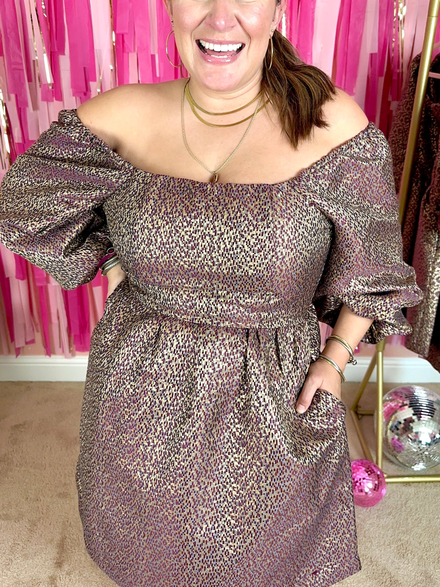 Cinnamon Spice Jacquard Dress