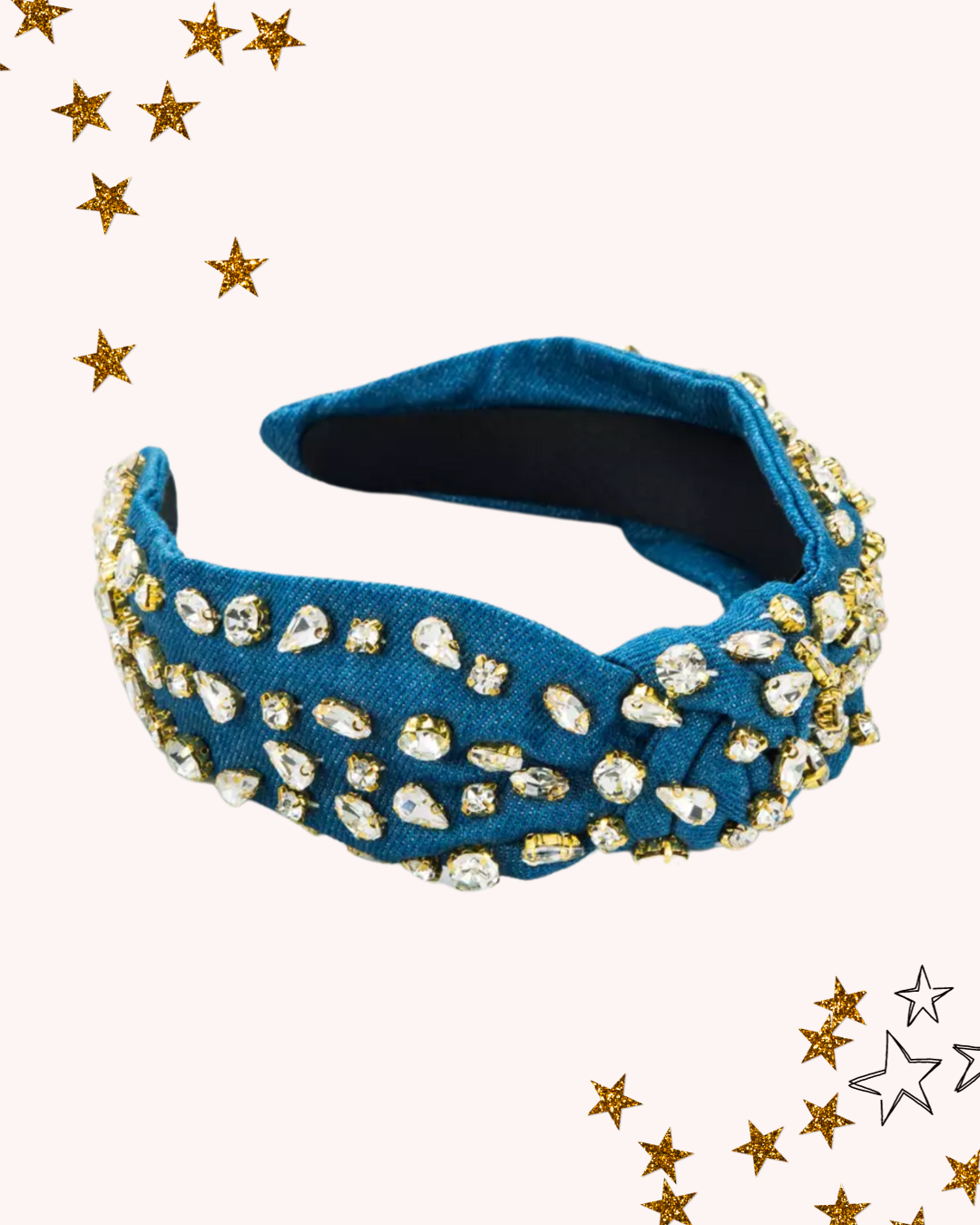 Velvet Top Knot Rhinestone Headband