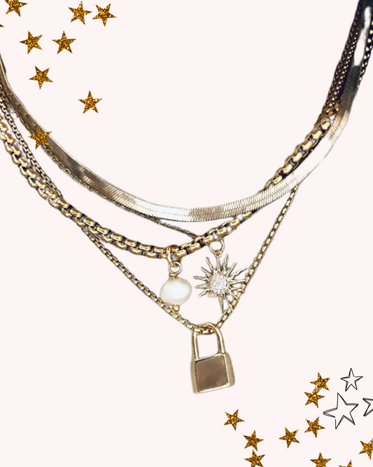 Single Pearl Gold Plated Box Chain Necklace