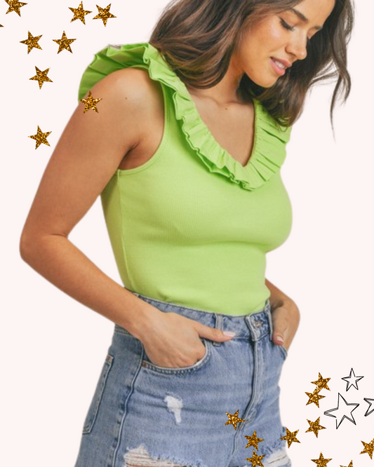 Too Cute in Chartreuse Top